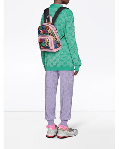Zaino piccolo con stampa GG PsychedelicGucci in Pelle di colore Rosa | Lyst