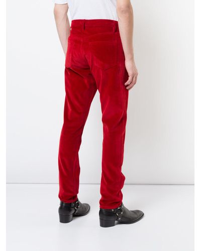 Enfants Riches Deprimes Velvet Effect Slim-fit Trousers in Red for Men ...