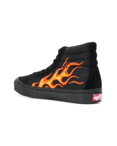 Vans Cotton Flame Sk8 Hi-top Sneakers in Black for Men - Lyst
