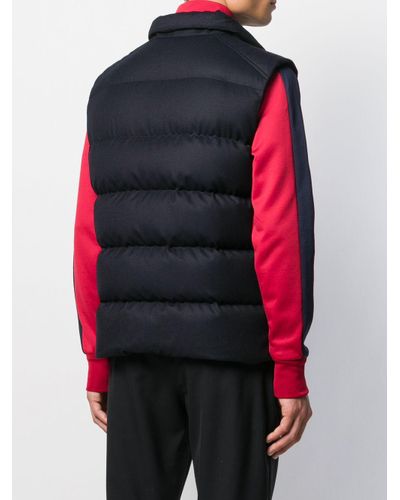 Moncler Leather Lalay Padded Vest in Blue for Men - Lyst