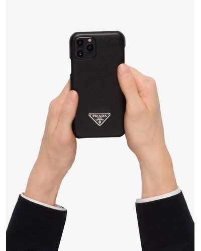 Prada Saffiano Leather Iphone 11 Pro Case in Black for Men - Lyst