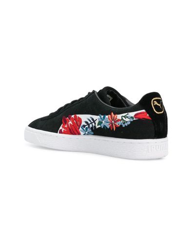 PUMA Suede Hyper Floral Embroidered Sneakers in Black - Lyst