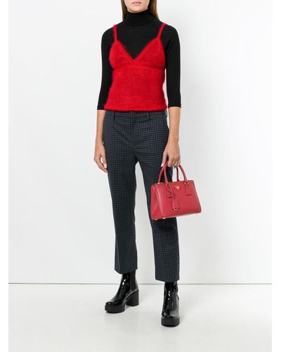 Prada Leather Borsa A Mano Saffiano Lux Rosso in Red | Lyst