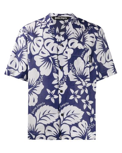 Palm Angels Baumwolle Hawaiihemd mit Hibiskus-Print in Blau für Herren -  Lyst