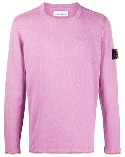 Stone Island Cotton Logo Patch Sweatshirt in Pink for Men - Lyst