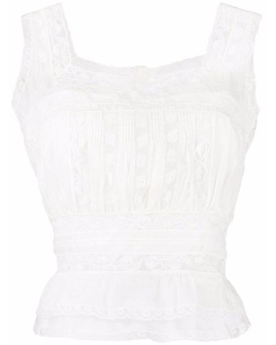 Ermanno Scervino Lace Embroidered Sleeveless Top in White - Lyst