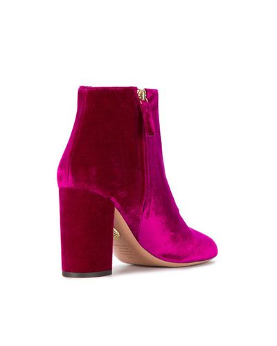 Aquazzura Velvet Brooklyn 85 Boots in Pink & Purple (Purple) - Lyst
