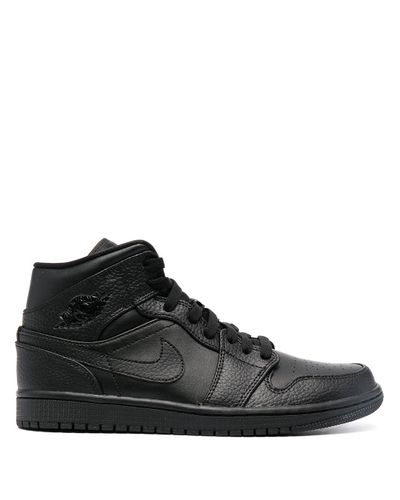 Nike Leather Air 1 Mid High-top Sneakers in Black - Lyst