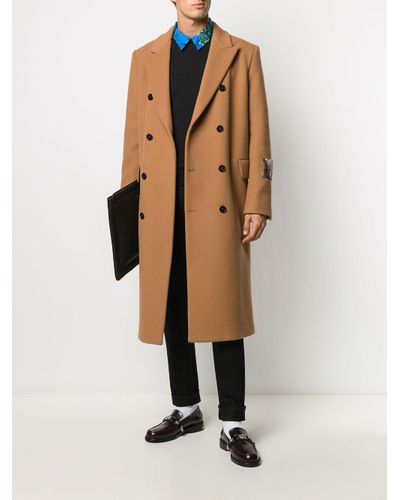 MSGM Wool Oversized Double-breasted Coat in Natural for Men - Lyst
