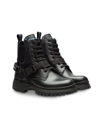 prada laced leather booties