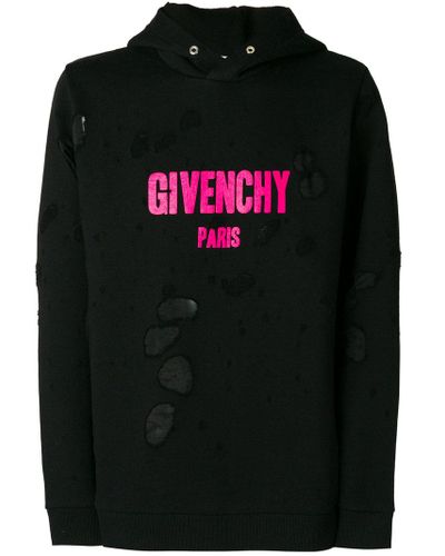 givenchy pink distressed hoodie