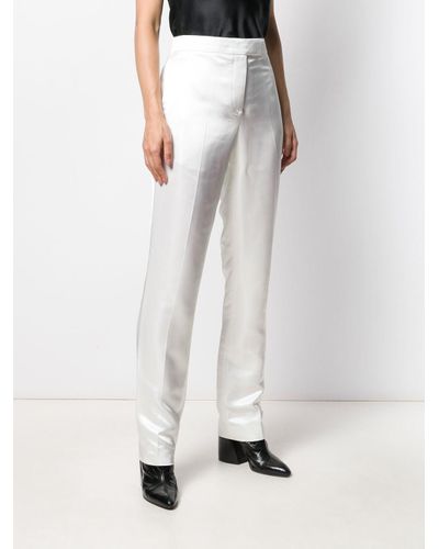 Helmut Lang Cotton Straight-leg Tailored Trousers in White - Lyst