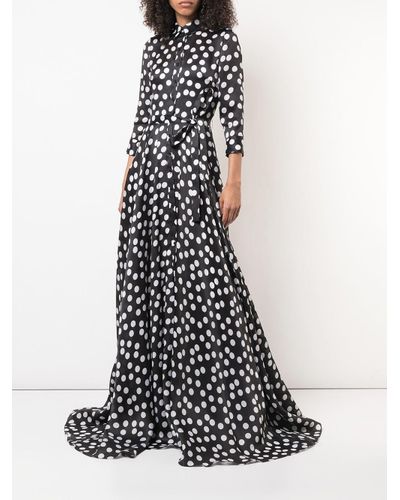 Vestido con motivo de lunares Carolina Herrera de Seda de color Negro | Lyst