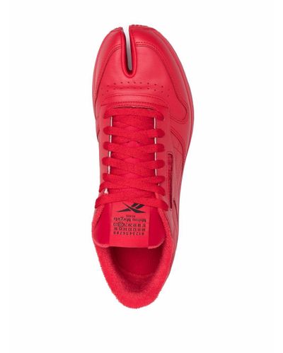 Maison Margiela Tabi Leather Sneakers in Red - Lyst