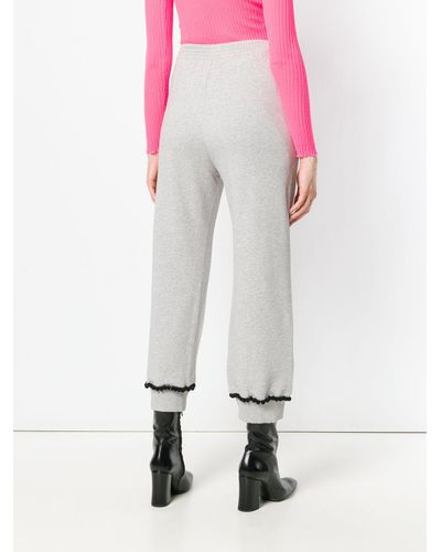 MM6 by Maison Martin Margiela Cropped Track Pants in Grey (Gray) - Lyst