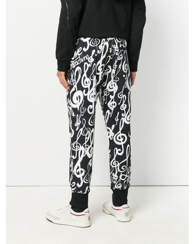 Love Moschino Cotton Treble Clef Print Sweat Pants in Black for Men - Lyst