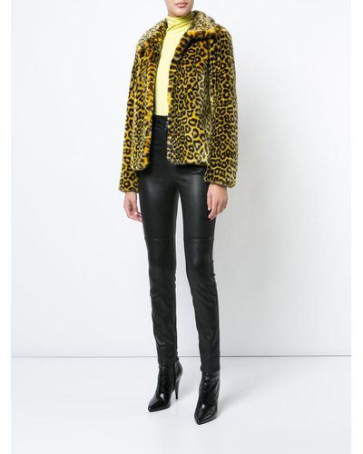 yellow leopard print coat