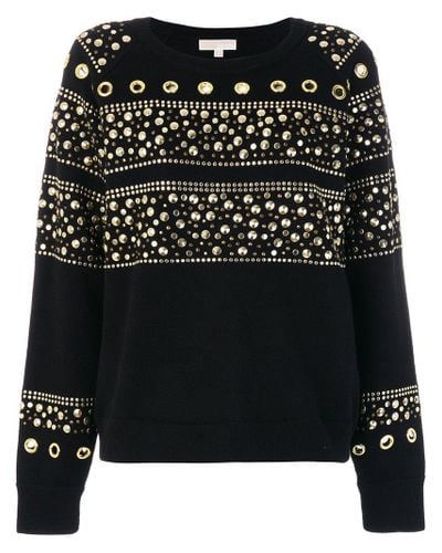 MICHAEL Michael Kors Cotton Studded Sweatshirt in Black - Lyst