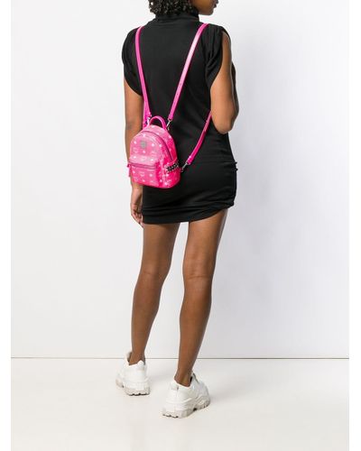 pink mcm mini backpack