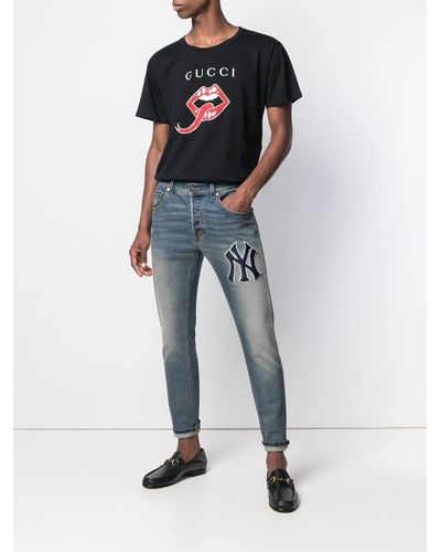 Gucci Cotton Mouth And Tongue Print T-shirt in Black for Men | Lyst
