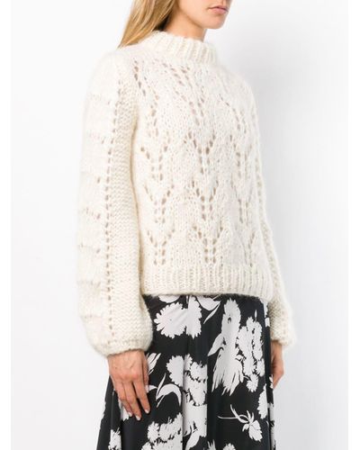 Ganni Wool Julliard Knit Sweater in White - Lyst