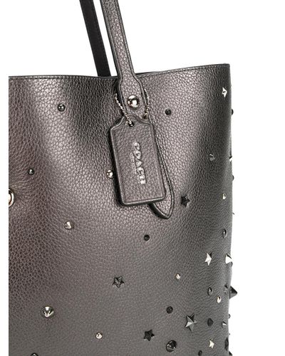 COACH Leather Studded Tote Bag in Metallic - Lyst