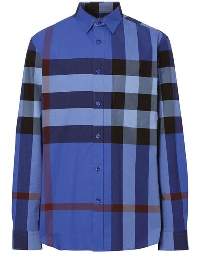 burberry check stretch cotton poplin shirt