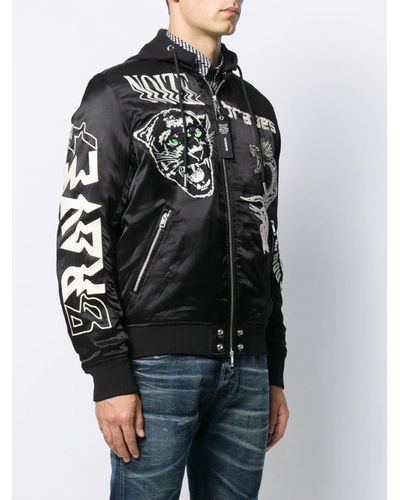 DIESEL Embroidered Satin Bomber Jacket in Black for Men - Lyst