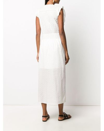 COACH Cotton Broderie Anglaise Maxi Dress in White - Lyst