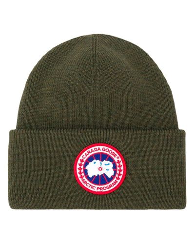 Canada Goose Ganzendons Logo Knitted Beanie in het Groen voor heren | Lyst  NL