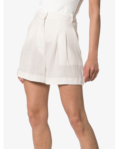 Le Kasha Cashmere Cesaree Pleated Line Shorts in White - Lyst