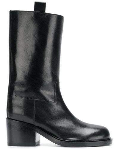 A.F.Vandevorst Leather Pull-on Midi Boots in Black | Lyst