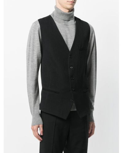 Ann Demeulemeester Wool Button Up Waistcoat in Black for Men - Lyst