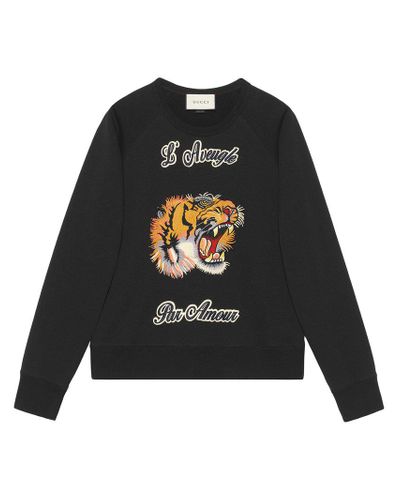Sudadera con motivo de tigre Gucci de Algodón de color Negro para hombre |  Lyst