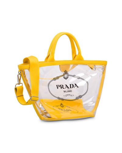 Borsa con logo trasparente di Prada in Giallo | Lyst