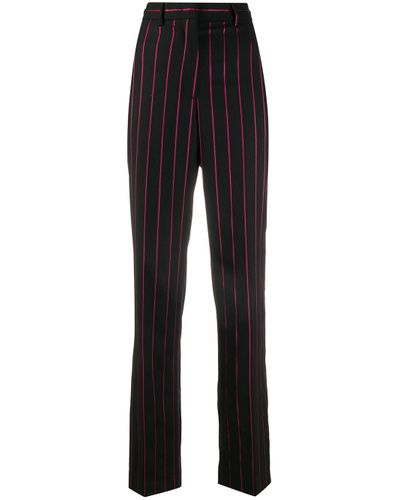MSGM Wool Striped Tailored Trousers in Black - Lyst