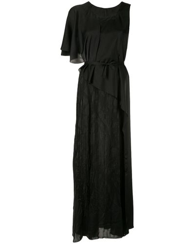 Masnada Asymmetric Lace Panel Dress in Black - Lyst