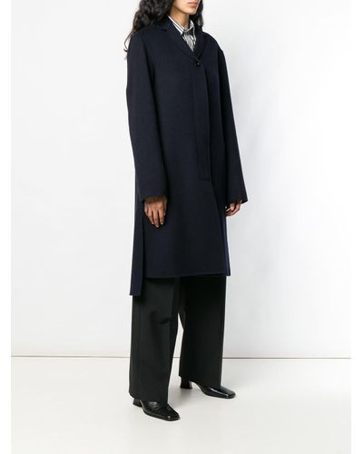 Jil Sander Cashmere Single Breasted Coat in Blue - Lyst