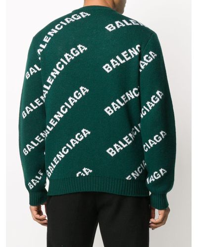 Balenciaga Pullover mit Logo-Print in Grün für Herren - Lyst