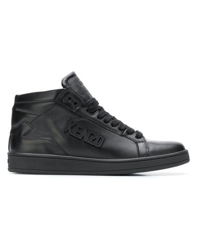 KENZO Leather Hi-top Sneakers in Black for Men - Lyst