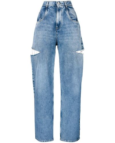 Maison Margiela Denim Cutout Details Wide Jeans in Blue | Lyst