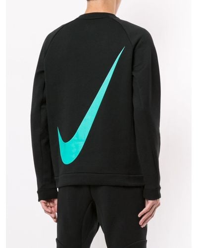nike tech fleece crew neck sweat in black