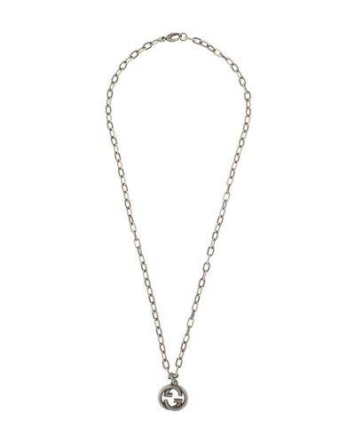 Gucci Double G Pendant Necklace In Silver Metallic For Men Lyst - Gucci Double G Pendant Necklace