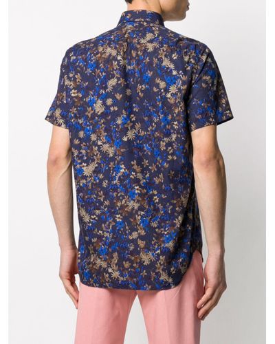 Department 5 Cotton Floral Short-sleeve Shirt in Blue for Men - Lyst