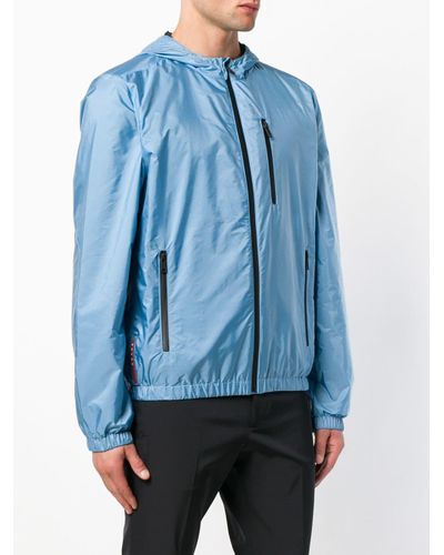 Prada Rain Jacket in Blue for Men - Lyst