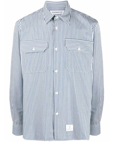 Department 5 Cotton Stripe-print Two-pocket Shirt in Blue for Men - Lyst