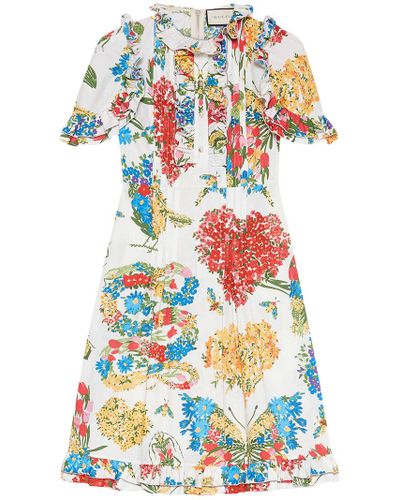 gucci white floral dress