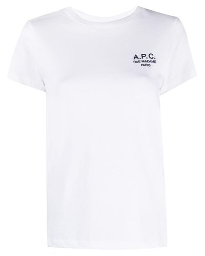 A.P.C. コットン ロゴ Tシャツ カラー: ホワイト - Lyst
