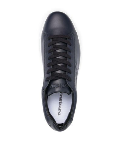 Calvin Klein Leer Leren Sneakers in het Blauw voor heren - Lyst