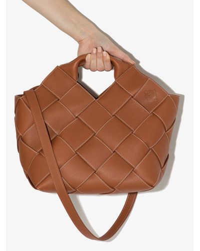 Borsa tote IntrecciatoLoewe in Pelle di colore Marrone | Lyst